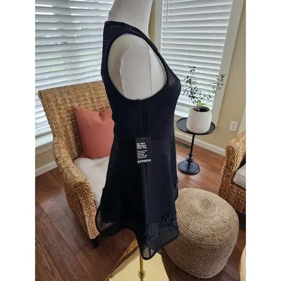 Express Mesh Sleeveless Swing Dress Women’s Size 4 NWT Punk Goth Floral Emo - Picture 2 of 11